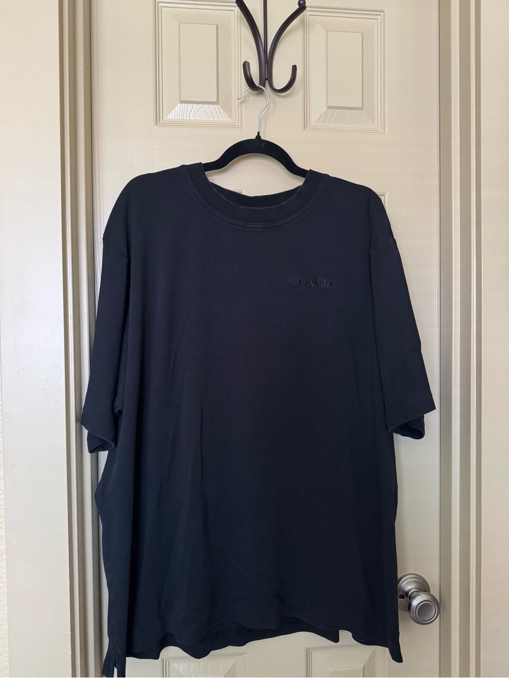 Coach Men's Black Embroidered Logo Crew Tee
